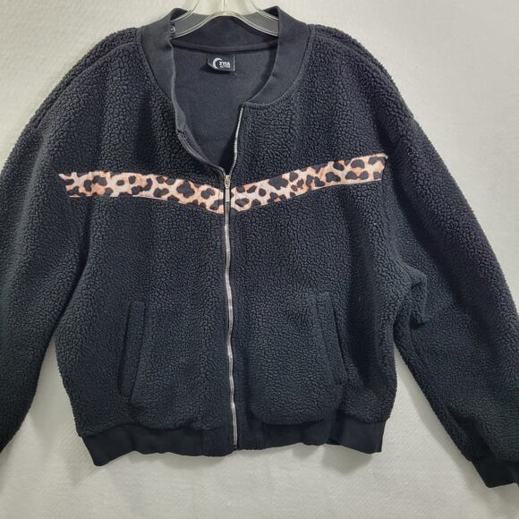 Zyia Active Women's Black With Animal Print Full Zip Jacket Size 3XL 92223-0440 - Picture 2 of 6